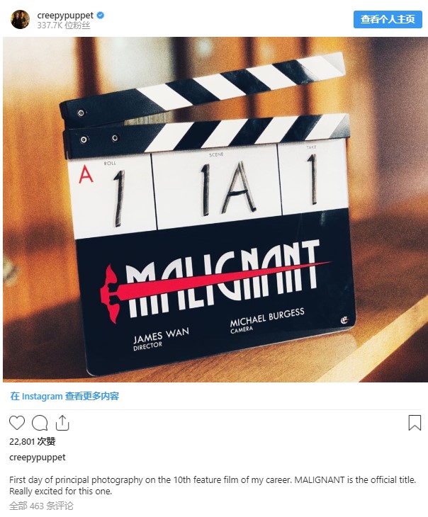 温子仁新恐怖片《Maligant》开拍 又是一部R级片