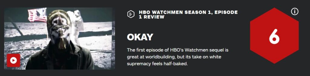 HBO《守望者》首播 IGN仅给6分：对白人至上主义的诠释是个半吊子
