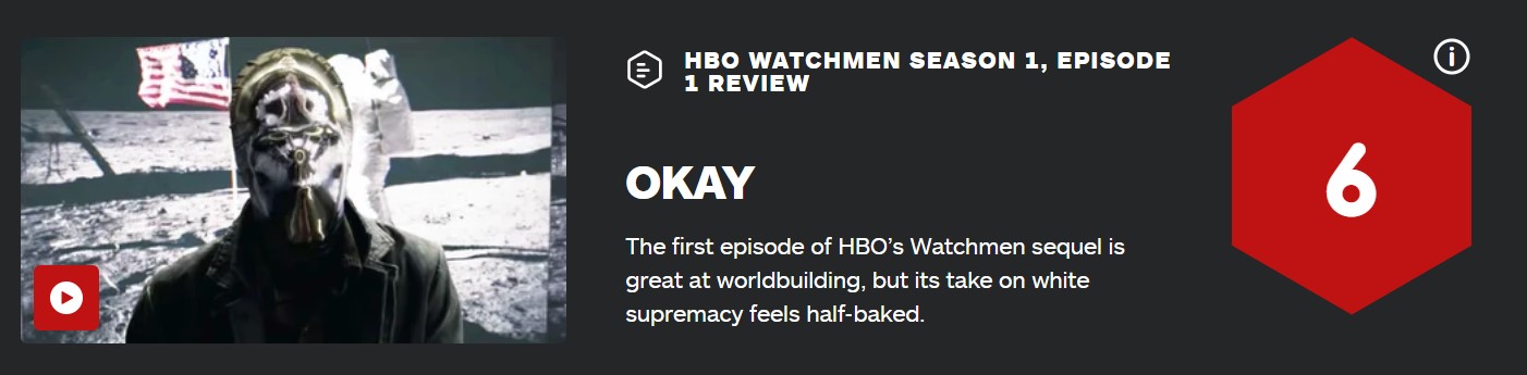HBO《守望者》首播 IGN仅给6分：对白人至上主义的诠释是个半吊子